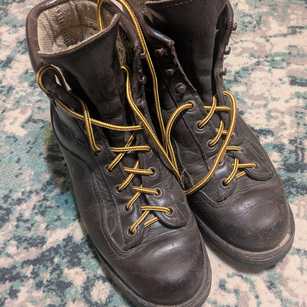 Brown Leather Boots with Yellow Laces